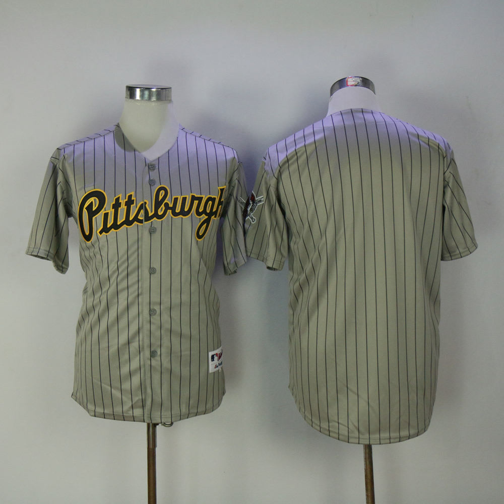 Men Pittsburgh Pirates Blank Grey Stripe MLB Jerseys->pittsburgh pirates->MLB Jersey